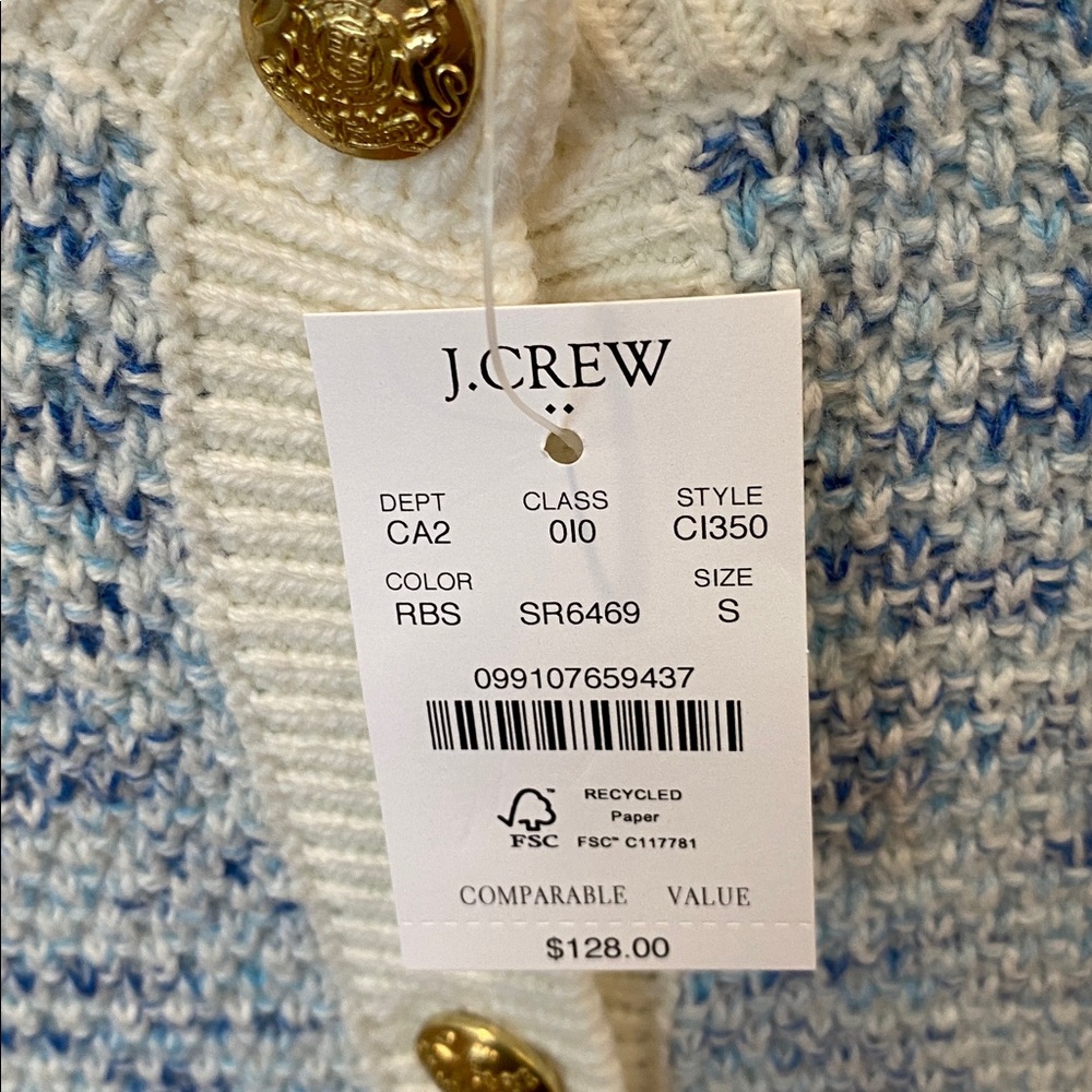 J.Crew Blue Popcorn Stich Lady Jacket Cardigan Sweater Size Small NWT - Picture 9 of 13